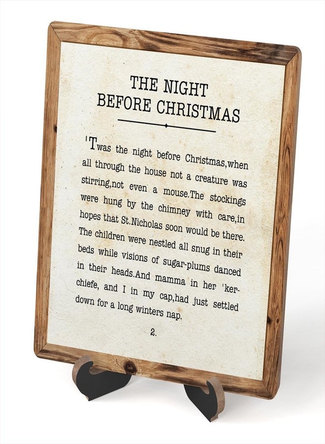 Zmyollo Christmas Desk Decor Sign, The Night Before Christmas Sign With Stand For Home Room Table Shelf, Winter Wooden Decor Gifts For Family Friend Coworker, SD15 - Image 1